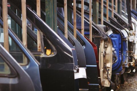 Car body panels on an automotive production line
